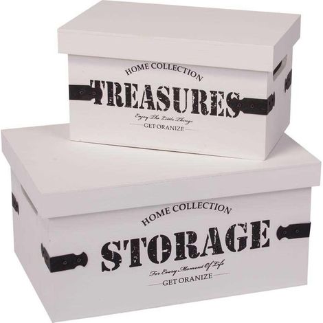 Set dos cajas de madera con lacado blanco (1/5)