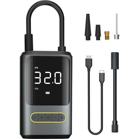 Compresseur à Air Portatif, Gonfleur Pneus Voiture Sans Fil, 3X Plus Vite, 35PSI 2000mAh Pompe a Velo Electrique avec Lumière LED, Mini Gonfleur Electrique Compresseur pour Voiture, Moto, Vélo, Balle (1/5)