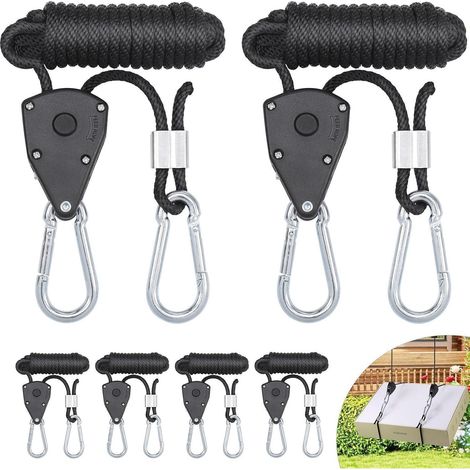 Ratschenseil Hänger 6er Set, 2,4m verstellbar, für Sonnensegel, Camping, Pflanzenlampen (1/5)