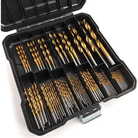 99 Pièces Coffret Foret Bois Hélicoïdaux, Foret Metal Revêtus de Titane, Ø1.5-10mm Foret Perceuse set, Forage pour Bois et Plastique (99) (1/5)