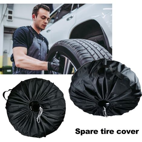 Housse de roue de secours universelle en toile Oxford, protection anti-poussière et antipoussière, sac de rangement pour pneu de voiture, étui résistant (1/5)
