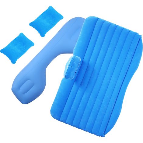 Matelas gonflable portable pour voiture, lit de voyage, matelas de couchage floqué pour camping, SUV, camping-car, camion, bleu (1/4)