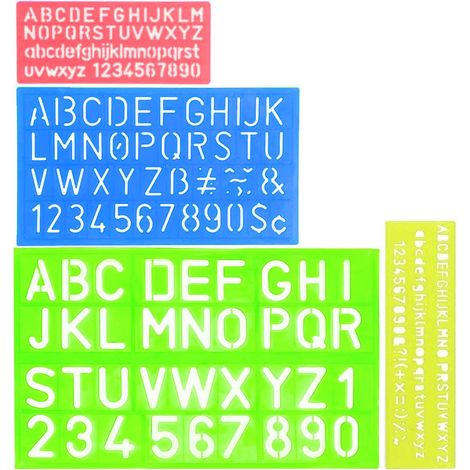 Ensemble de 4 gabarits, gabarits de lettres, gabarits de chiffres en plastique, gabarits de différentes tailles, gabarits de peinture pour enfants, apprentissage de la peinture à faire soi-même (coule