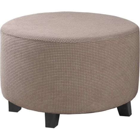 Stretch-Jacquard-Pouf-Bezug (Grau, Groß), Fußhocker-Bezug, Möbelschutzbezug, Hockerbezug mit rutschfester elastischer Unterseite