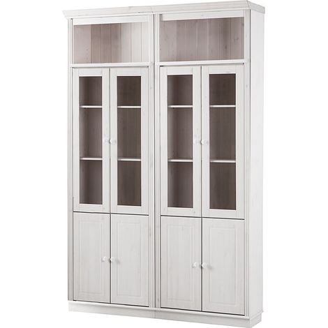 AnitaBibliothèque avec rangement en pin laqué blanc (1/5)