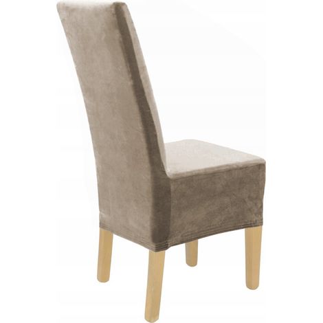 Housse de chaise XXL BEIGE cappuccino velours élastique [21RD]