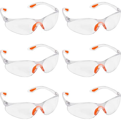 Lunettes de Sécurité Transparentes, Lot de 6, Confort Antidérapant pour Travail, Jardin, Industrie, Labos et Chimie. (1/5)
