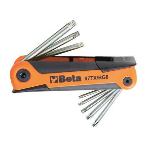 Juego de 8 llaves Torx Beta Action 97TX/BG8 – T9–T40 dobladas con soporte – Beta