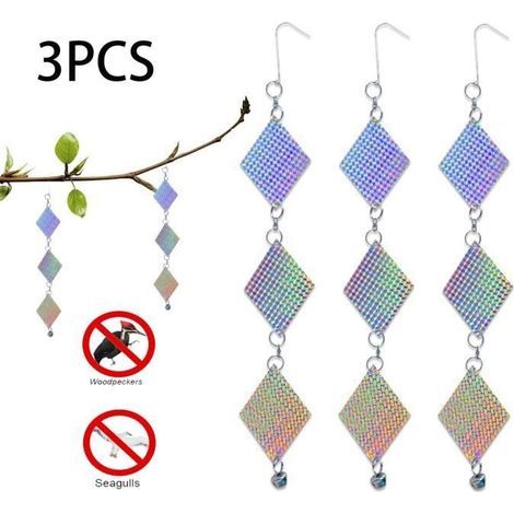 Reflective Rotating Bird Repeller, Hanging Rod with Anti-Pigeon Bell, for Balcony, Orchards, and Gardens