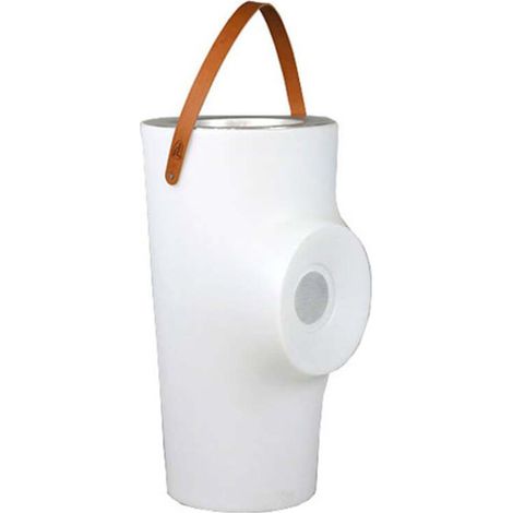 [GEBRAUCHT] B-Ware Newgarden Flaschenkühler Woody mit Lautsprecher LED Kühlgerät Garten weiß 70cm (1/2)