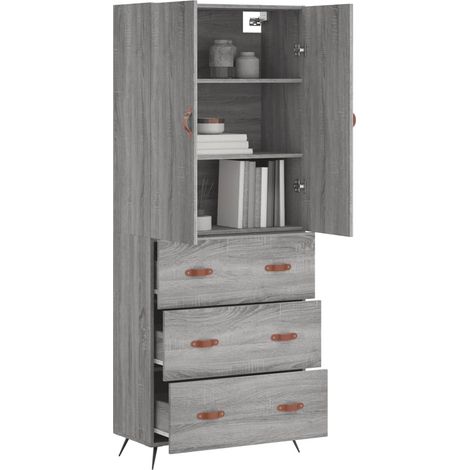 Buffet haut Sonoma gris 69,5x34x180 Bois d'ingénierie (1/5)