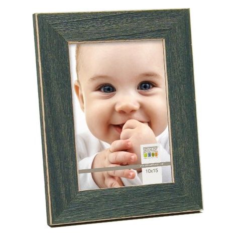 Cadre Photo Moulure Platte Bois Vert 10 x 15 cm