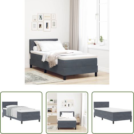 Samt - Boxspringbett mit Matratze Dunkelgrau 90 x 200 cm Samt (1/5)