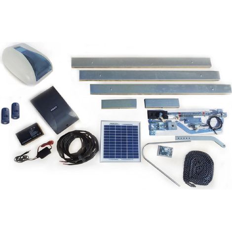 Kit de motorisation de portail solaire 10 cycles/jour – Temps de fermeture réglable 1-100s – Système de sécurité avec inversion sur obstacle – M-E
