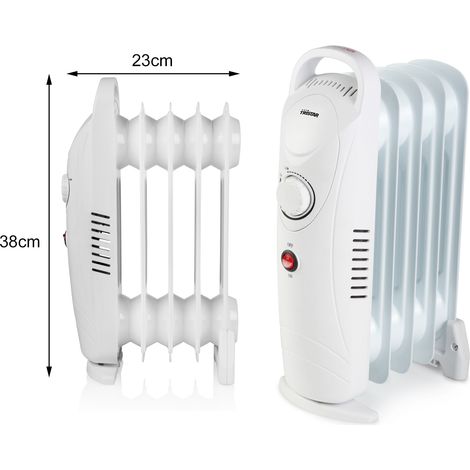 Ölradiator mit 5 Rippen & Thermostat - 500 Watt 38x23cm