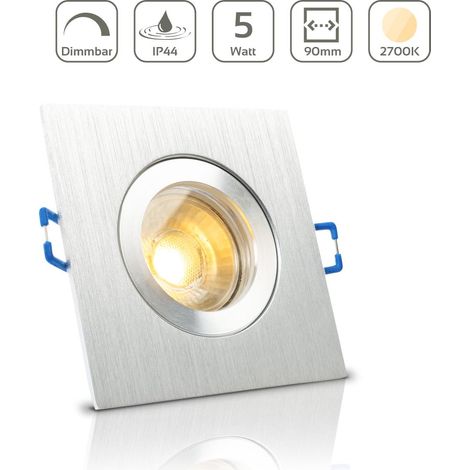 Einbauspot IP44 eckig - Farbe: Alu-gebürstet - LED Leuchtmittel: GU10 5W warmweiß dimmbar (1/5)