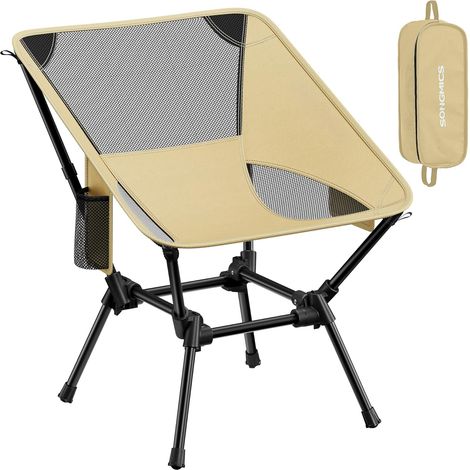 Chaise de Camping Pliante - 1 Unité - Acier et Maille Nylon - Hauteur Réglable Support 150 kg - Plage Jardin Voyage - Marron (1/5)