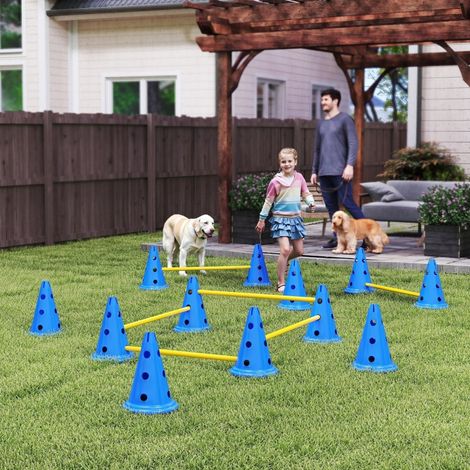 Agility Set Dogs Équipement d'agilité 6 pièces pour entraînement de chien, ensemble de haies avec 12 cônes, sac de transport pour 6 haies (1/5)