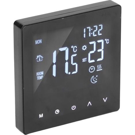 Thermostat numérique programmable noir écran LCD tactile pour chauffage sol eau régulateur chaudière 90-240V K2MRH3A IP20 PC ignifuge NTC (1/5)