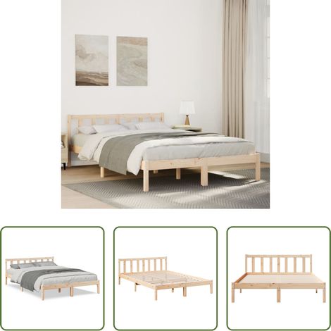 vidaXL Lit pin - Cadre de lit extra long sans matelas 160x220 cm bois massif pin (1/5)