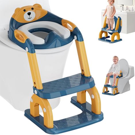 2-in-1 Klappbarer Kinder-Toilettensitzverkleinerer – 8 verstellbare Trittstufen – Rutschfester PU-Sitz – Für VOU-Toiletten – Töpfchentraining (1/5)