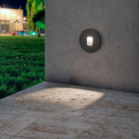 Baliza Exterior LED 2W Empotrable Aluminio Pared Circular Olite 4000K Gris Blanco Neutro (1/5)