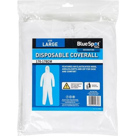 BlueSpot Tools 19772 Disposable Coverall Overall White Large 170-178cm B/S19772 (1/2)
