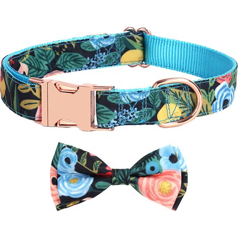 Collier Pour Chien En Coton Avec Nœud Papillon Amovible Et Boucle Métallique Réglable Pour Chiots Et Grands Chiens (1/5)