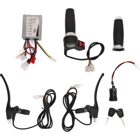 Kit Contrôleur Vélo Électrique 24V 500W, Variateur Balais avec Poignée d'Accélération 3 Vitesses, Leviers de Frein et Antivol pour Tricycle (1/5)