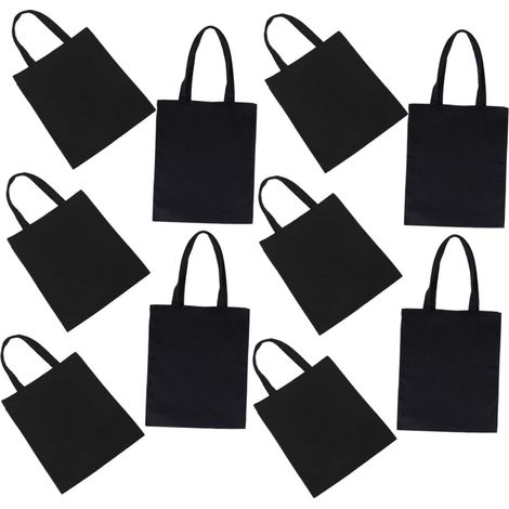 Leicht 10 Pièces Teiliges Schwarze Canvas Tragetaschen Wiederverwendbare Einkaufstaschen (1/5)