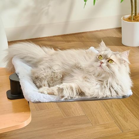 Lit de Bureau pour Chat Rotation de 360° Lit pour Chat avec Tapis Remplaçables Hamac pour Bureau 35 35cm (1/5)