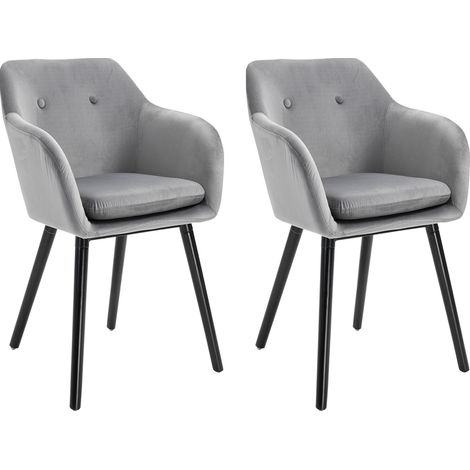 Lot de 2 chaises TREVOR velours gris (1/5)