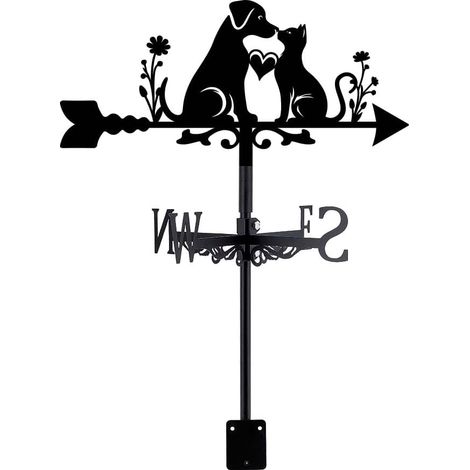 Outdoor Garden Weathervane for Cats and Dogs Pet Weathervane Black Metal Pet Garden Decoration Art Deco Outdoor Garden (1/5)