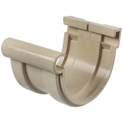 First Plast – Jonction longue de gouttière en PVC 16 demi-ronde – Couleur sable – Résistante aux intempéries – Installation facile par collage