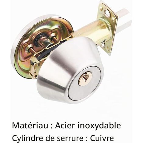 Interior Lock Tubular Lock with 2 Entries, Brass + Stainless Steel, Invisible Lock with Three Keys (1/4)