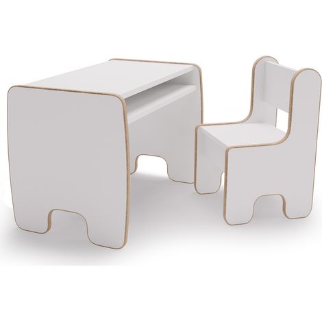 Set Timi Tavolo e Sedia per Bambini in MDF Bianco (1/4)