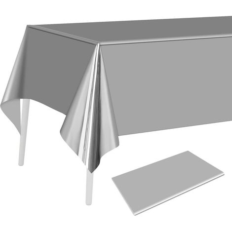 Nappe Argent 137x274 cm rectangulaire imperméable pour fêtes et célébrations