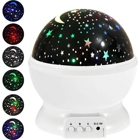 Projecteur de ciel étoilé LED avec lune, veilleuse, couleurs réglables, rotation à 360°, blanc, pour chambre à coucher, chambre d'enfant, décoration, cadeau. (1/5)