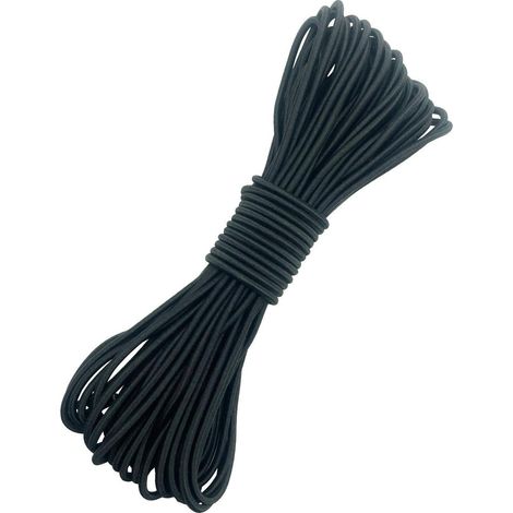 Corde élastique noire 4mm x 20m pour bâche remorque, caravane, tente, voile d'ombrage (1/5)