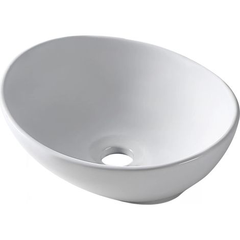 BALNEO - Vasque à poser LOREN 42x33 cm blanche en céramique - Lavabo à poser (1/5)
