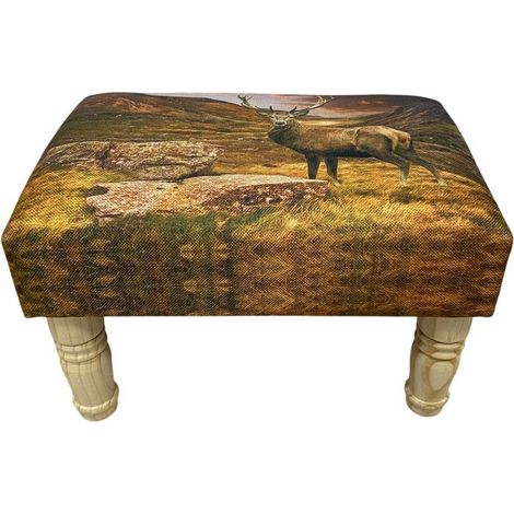 Stag Footstool - Linen - L25 x W45 x H28 cm