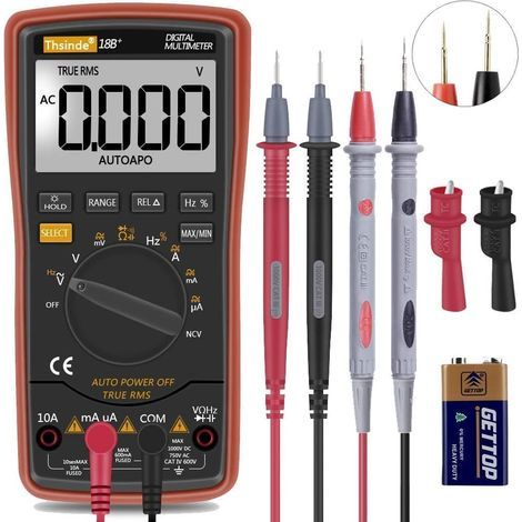 6000-Count-TRMS-Digitalmultimeter mit automatischer Bereichswahl, inklusive Messleitungen und Messspitzen, 1000 V, 20 A (1/5)