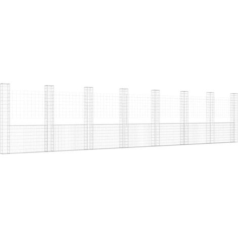 Gabbione a U con 8 Pali in Ferro 860x20x200 cm vidaXL