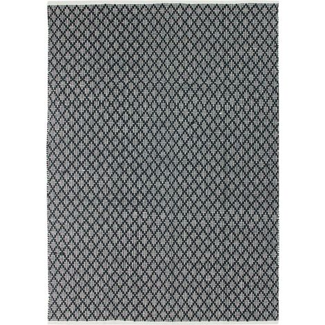 TERRA COTTON CROISILLONS - Tapis 100% coton blanc/écru-noir 160x230 (1/5)