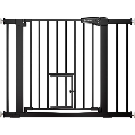 Barrière pour Chien Extra Large et Durable pour Animal Domestique Facile à Traverser avec Porte pour Animaux de Compagnie, Convient aux Ouvertures de 74,9 à 102,9 cm, montée par Pression, Noire (1/5)