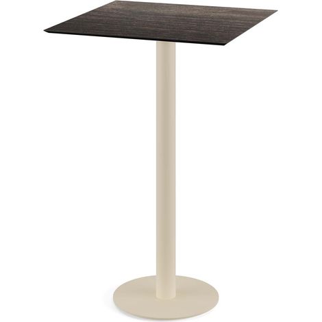 Urban mange-debout avec piètement sable + plateau HPL noir 70x70 cm - Veba