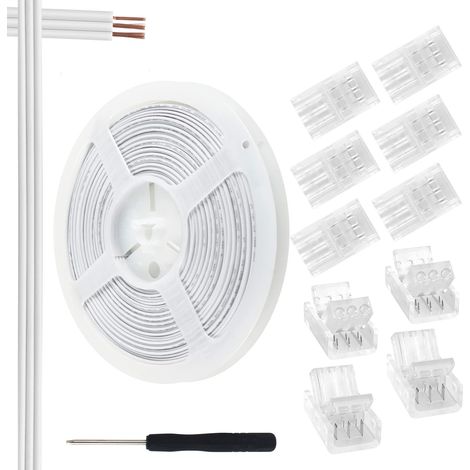 3Pin 10mm Câble de Rallonge LED 10m avec 10 Connecteur LED 22AWG (1/5)