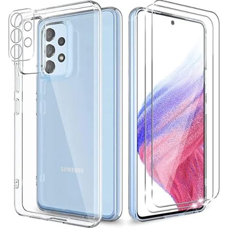 SET CUSTODIA PER SAMSUNG GALAXY A53 5G TRASPARENTE + 2 VETRO TEMPERATO (1/5)