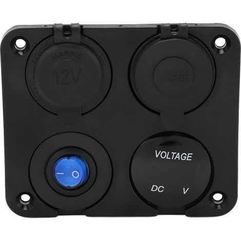 Chargeur USB de voiture à 4 ports, étanche, avec contrôle intelligent et double prise d'alimentation pour automobiles et motos. (1/5)