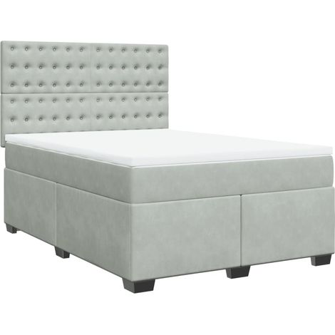 Maison Exclusive - Cama box spring con colchón terciopelo gris cl (1/5)